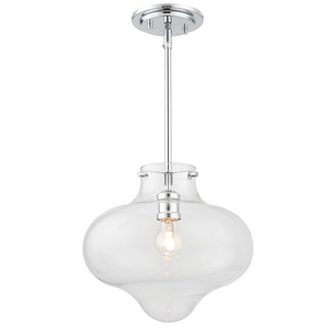 1 Light Pendant In Industrial And Transtitional Style-12 Inches Tall And 12 Inches Wide