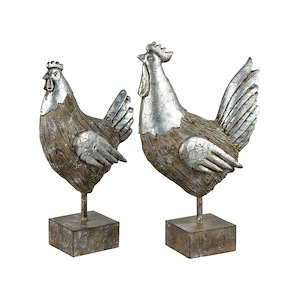 Avery Hill - Chickens Object (Set of 2)-15.5 Inches Tall and 9 Inches Wide