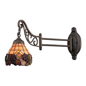 Mix-N-Match - 1 Light Swingarm Wall Sconce in Traditional Style with Victorian and Vintage Charm inspirations - 12 Inches tall and 7 inches wide - 370870