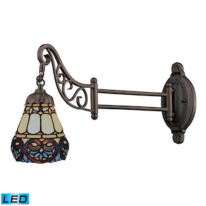 Mix- 9.5W 1 LED Swingarm Wall Sconce in Traditional Style with Victorian and Vintage Charm inspirations - 12 Inches tall and 7 inches wide - 370853