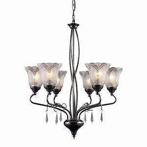 Nouveau - 6 Light Chandelier-29 Inches Tall and 24 Inches Wide