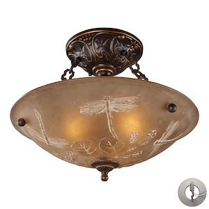 Restoration - 3 Light Semi-Flush Mount in Traditional Style with Victorian and Vintage Charm inspirations - 12 Inches tall and 16 inches wide - 371019