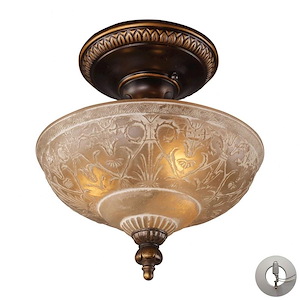 Restoration - 3 Light Semi-Flush Mount in Traditional Style with Victorian and Vintage Charm inspirations - 13 Inches tall and 12 inches wide - 371012