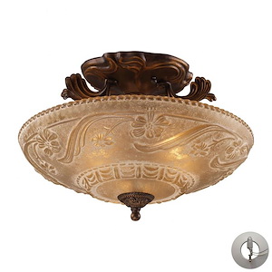 Restoration - 3 Light Semi-Flush Mount in Traditional Style with Victorian and Vintage Charm inspirations - 11 Inches tall and 16 inches wide - 371010
