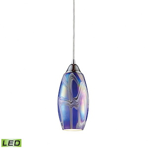 Iridescence - 4.8W 1 LED Mini Pendant in Transitional Style with Coastal/Beach and Retro inspirations - 11 Inches tall and 5 inches wide - 1208381