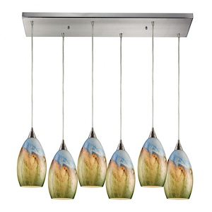Geologic - 6 Light Rectangular Pendant in Transitional Style with Coastal/Beach and Country/Cottage inspirations - 9 Inches tall and 9 inches wide - 1208611