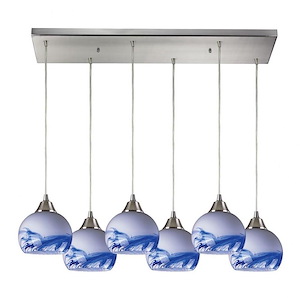 Mela - 6 Light Rectangular Pendant in Transitional Style with Coastal/Beach and Eclectic inspirations - 9 Inches tall and 9 inches wide - 1158567