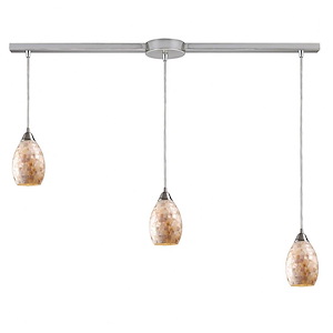 Capri - 3 Light Linear Pendant in Transitional Style with Coastal/Beach and Eclectic inspirations - 9 Inches tall and 5 inches wide