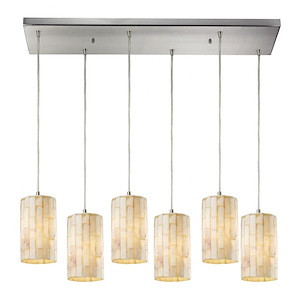Coletta - 6 Light Rectangular Pendant in Transitional Style with Coastal/Beach and Eclectic inspirations - 9 Inches tall and 9 inches wide