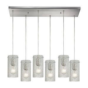 Ice Fragments - 6 Light Rectangular Pendant in Transitional Style with Coastal/Beach and Eclectic inspirations - 8 Inches tall and 9 inches wide - 458947