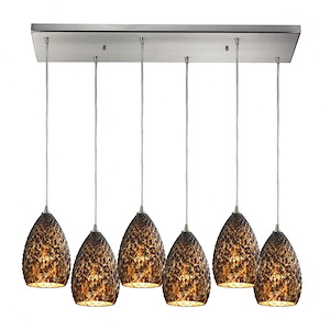 Geval - 6 Light Rectangular Pendant-9 Inches Tall and 9 Inches Wide