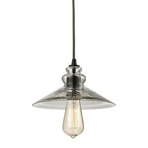 Hammered Glass - 1 Light Mini Pendant in Transitional Style with Modern Farmhouse and Vintage Charm inspirations - 5 Inches tall and 9 inches wide - 421324