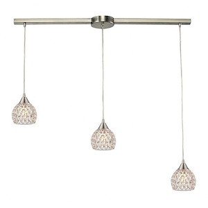 Kersey - 3 Light Linear Pendant in Modern/Contemporary Style with Luxe/Glam and Boho inspirations