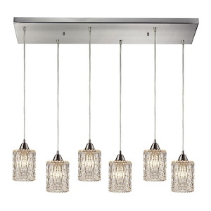 Kersey - 6 Light Rectangular Pendant in Modern/Contemporary Style with Luxe/Glam and Boho inspirations - 8 Inches tall and 9 inches wide - 1208410