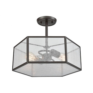 Spencer - 2 Light Semi-Flush Mount in Modern/Contemporary Style with Luxe/Glam and Asian inspirations - 11 Inches tall and 14 inches wide