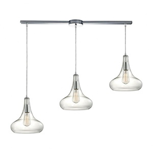 Orbital - 3 Light Linear Pendant in Modern/Contemporary Style with Mid-Century and Scandinavian inspirations - 12 Inches tall and 5 inches wide