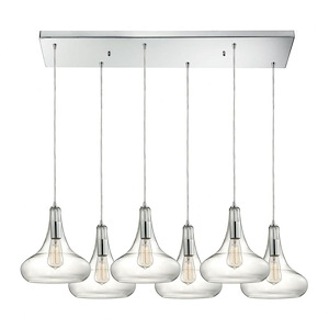 Orbital - 6 Light Rectangular Pendant in Modern/Contemporary Style with Mid-Century and Scandinavian inspirations - 12 Inches tall and 9 inches wide - 459034