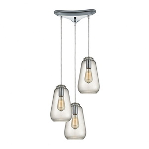 Orbital - 3 Light Triangular Pendant in Modern/Contemporary Style with Mid-Century and Scandinavian inspirations - 10 Inches tall and 10 inches wide