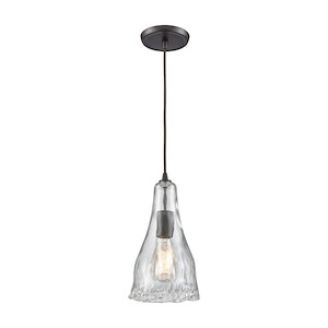 Hand Formed Glass - 1 Light Mini Pendant in Transitional Style with Southwestern and Modern Farmhouse inspirations - 12 Inches tall and 6 inches wide