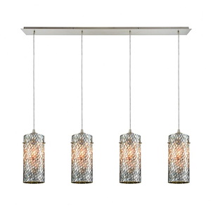 Capri - 4 Light Linear Pendant in Transitional Style with Coastal/Beach and Boho inspirations - 10 Inches tall and 46 inches wide
