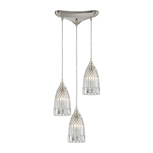 Kersey - 3 Light Triangular Pendant in Modern/Contemporary Style with Luxe/Glam and Boho inspirations - 8 Inches tall and 10 inches wide
