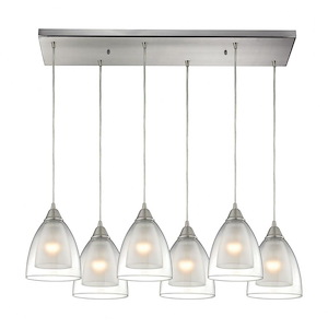Layers - 6 Light Rectangular Pendant in Modern/Contemporary Style with Luxe/Glam and Retro inspirations - 9 Inches tall and 9 inches wide - 459104