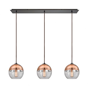 Revelo - 3 Light Linear Mini Pendant in Modern Style with Luxe and Mid-Century Modern inspirations - 9 Inches tall and 36 inches wide