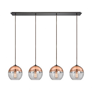 Revelo - 4 Light Linear Pendant in Modern/Contemporary Style with Luxe/Glam and Mid-Century Modern inspirations - 9 Inches tall and 46 inches wide