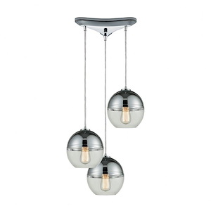 Revelo - 3 Light Triangular Pendant in Modern/Contemporary Style with Luxe/Glam and Mid-Century Modern inspirations - 9 Inches tall and 12 inches wide