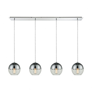 Revelo - 4 Light Linear Pendant in Modern/Contemporary Style with Luxe/Glam and Mid-Century Modern inspirations - 9 Inches tall and 46 inches wide