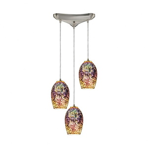 Tallula - 3 Light Triangular Pendant in Modern/Contemporary Style with Boho and Eclectic inspirations - 9 Inches tall and 10 inches wide - 521492