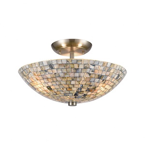 Capri - 3 Light Semi-Flush Mount in Transitional Style with Coastal/Beach and Eclectic inspirations - 9 Inches tall and 16 inches wide