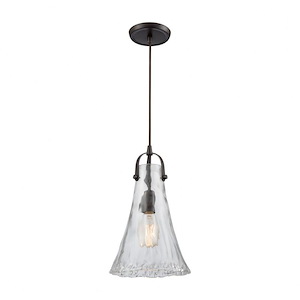 Hand Formed Glass - 1 Light Mini Pendant in Transitional Style with Southwestern and Modern Farmhouse inspirations - 15 Inches tall and 8 inches wide - 704878