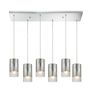 Tallula - 6 Light Rectangular Pendant in Modern/Contemporary Style with Art Deco and Luxe/Glam inspirations - 8 Inches tall and 32 inches wide - 1208426