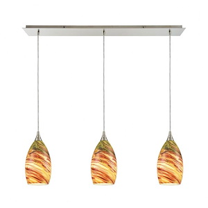 Collanino - 3 Light Linear Mini Pendant in Transitional Style with Coastal/Beach and Eclectic inspirations - 10 Inches tall and 36 inches wide - 705004