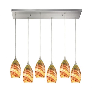 Collanino - 6 Light Rectangular Pendant in Transitional Style with Coastal/Beach and Eclectic inspirations - 10 Inches tall and 32 inches wide - 705002