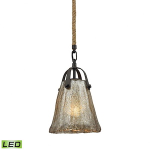 Hand Formed Glass - 9.5W 1 LED Mini Pendant in Transitional Style with Southwestern and Modern Farmhouse inspirations - 10 by 7 inches wide - 521472