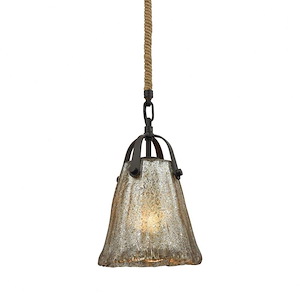 Hand Formed Glass - 1 Light Mini Pendant in Transitional Style with Southwestern and Modern Farmhouse inspirations - 10 Inches tall and 7 inches wide - 521473