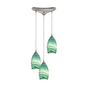 Collanino - 3 Light Triangular Pendant in Transitional Style with Coastal/Beach and Eclectic inspirations - 10 Inches tall and 12 inches wide - 704994