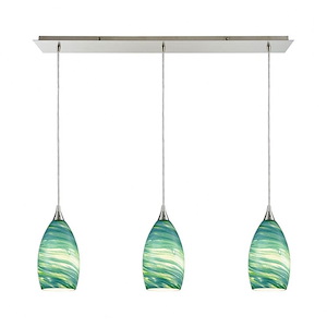 Collanino - 3 Light Linear Mini Pendant in Transitional Style with Coastal/Beach and Eclectic inspirations - 10 Inches tall and 36 inches wide - 704992