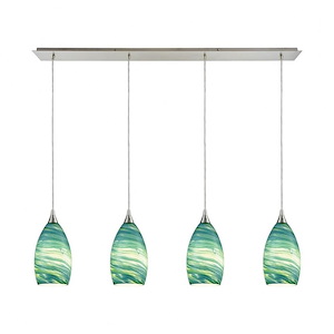 Collanino - 4 Light Linear Pendant in Transitional Style with Coastal/Beach and Eclectic inspirations - 10 Inches tall and 46 inches wide