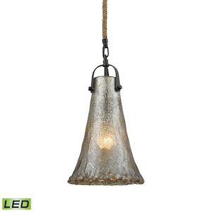 Hand Formed Glass - 9.5W 1 LED Mini Pendant in Transitional Style with Southwestern and Modern Farmhouse inspirations - 15 by 8 inches wide - 521611