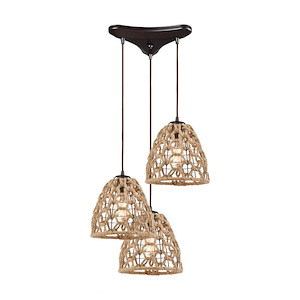 Coastal Inlet - 3 Light Triangular Mini Pendant in Transitional Style with Coastal and Modern Farmhouse inspirations - 10 by 12 inches wide - 881523