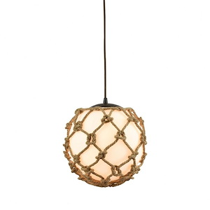 Coastal Inlet - 1 Light Mini Pendant in Transitional Style with Coastal/Beach and Modern Farmhouse inspirations - 11 Inches tall and 11 inches wide