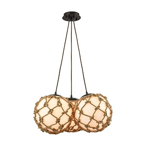 Coastal Inlet - 3 Light Chandelier in Transitional Style with Coastal/Beach and Modern Farmhouse inspirations - 11 Inches tall and 22 inches wide