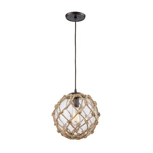 Coastal Inlet - 1 Light Pendant in Transitional Style with Coastal/Beach and Modern Farmhouse inspirations - 11 Inches tall and 11 inches wide