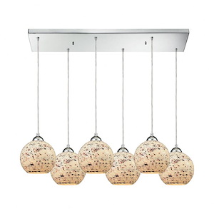 Spatter - 6 Light Rectangular Pendant In Modern Style-8 Inches Tall and 30 Inches Wide