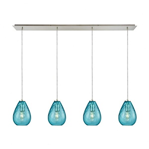 Lagoon - 4 Light Linear Pendant in Modern/Contemporary Style with Retro and Coastal/Beach inspirations - 9 Inches tall and 46 inches wide