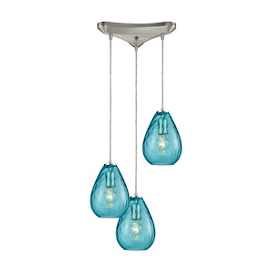 Lagoon - 3 Light Triangular Pendant in Modern/Contemporary Style with Retro and Coastal/Beach inspirations - 9 Inches tall and 10 inches wide