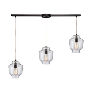 Barrel - 3 Light Linear Mini Pendant in Modern Style with Scandinavian and Modern Farmhouse inspirations - 10 Inches tall and 38 inches wide